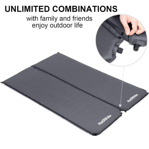 Saltea de camping autogonflabilă Naturehike de 5 cm, pad de dormit portabil și cuplabil pentru cort și drumeții