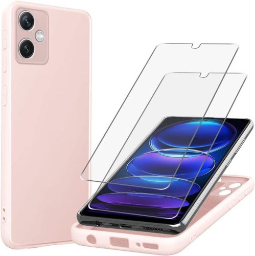 Husă Silicon Antișoc Roz pentru Xiaomi Redmi Note 12 5G + 2 Folii de Sticlă