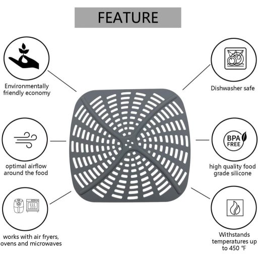 AUMUA Szilikon Forma Ninja Foodi AG301EU Légfriteuzhez, Tapadásmentes Újrahasználható Betét 21x22cm Szürke