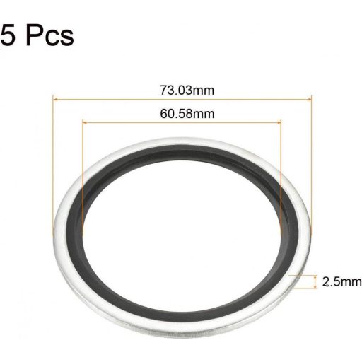Öntapadó Tömítőgyűrűk Szénacél Nitril Gumi G2 73.03 x 60.58 x 2.5 mm, 5 darabos csomag