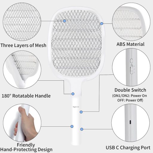 Night Cat Elektromos Szúnyogirtó Ütő 3000V - USB-C Tölthető Rovarcsapda