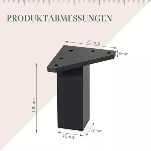 Kukicu bútor láb szett 4 db fekete 40x40 mm 10 cm csavarral