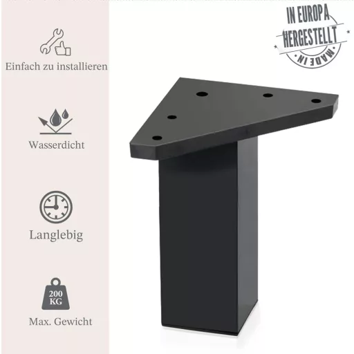 Kukicu bútor láb szett 4 db fekete 40x40 mm 10 cm csavarral