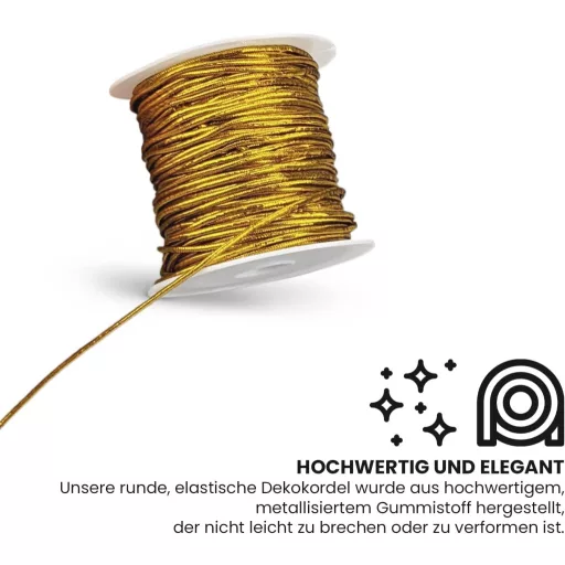 Netuno zlatna elastična nit 9m, konac za izradu nakita 2mm, elastična vrpca za narukvice i nizanje perli, kreativni ručni rad