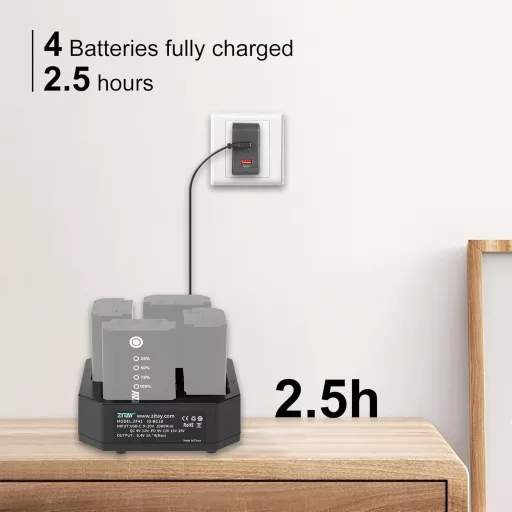 ZITAY NP-FZ100 4-Csatornás PD Gyorstöltő Sony Alpha A7III A7RIII A9 A7C A6600 Fényképezőgépekhez - Kompakt Akkumulátortöltő Kijelzővel