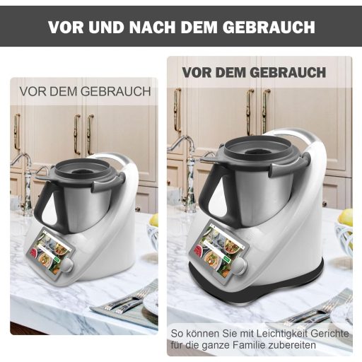 Thermomix TM6 TM5 görgős alátét - Fekete akril csúsztatólap Vorwerk robotgéphez