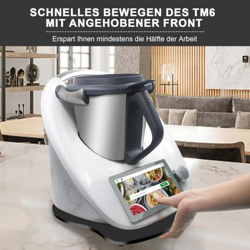 Thermomix TM6 TM5 görgős alátét - Fekete akril csúsztatólap Vorwerk robotgéphez