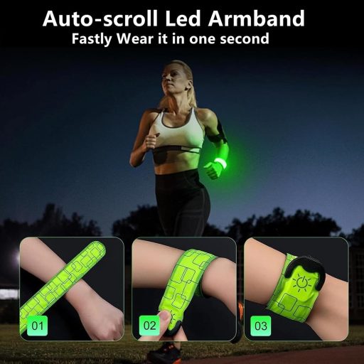 Aosethefrt LED Fénykarperc Töltöthető 2db Reflektív Futó Biztonsági Karkötő