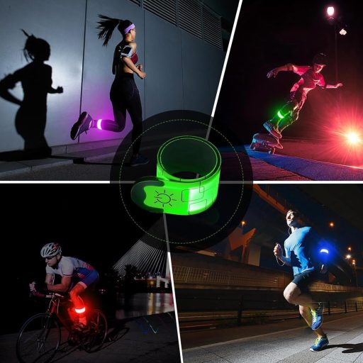 Aosethefrt LED Fénykarperc Töltöthető 2db Reflektív Futó Biztonsági Karkötő