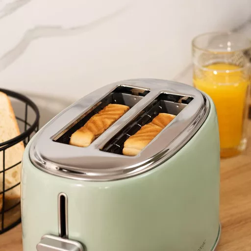 Cecotec Toaster 2 szeletes retro zöld kenyérpirító 980W rozsdamentes acél