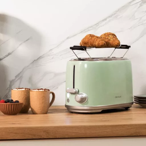 Cecotec Toaster 2 szeletes retro zöld kenyérpirító 980W rozsdamentes acél