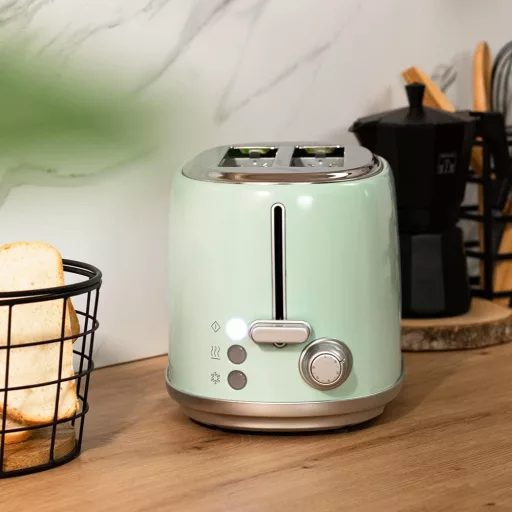 Cecotec Toaster 2 szeletes retro zöld kenyérpirító 980W rozsdamentes acél