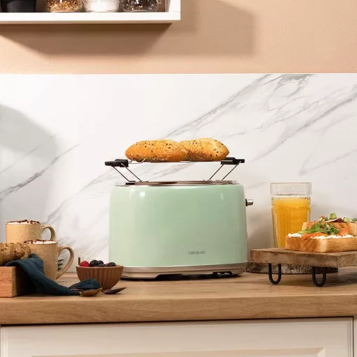 Cecotec Toaster 2 szeletes retro zöld kenyérpirító 980W rozsdamentes acél