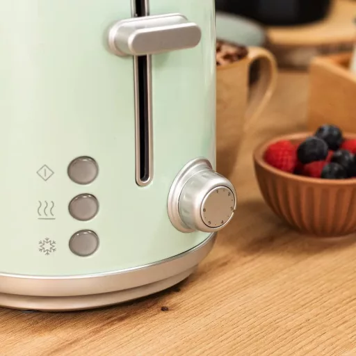 Cecotec Toaster 2 szeletes retro zöld kenyérpirító 980W rozsdamentes acél