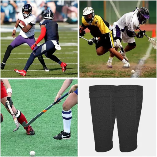 TUKNN Sípcsontvédő Zokni Fekete - Kompressziós Futball Harisnya Zsebekkel Felnőtteknek és Tinédzsereknek 24x13.5cm