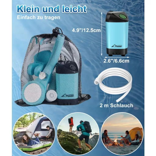 Duș de camping portabil WADEO cu baterie și pompă, duș exterior reîncărcabil cu acumulator de 6000-8000mAh