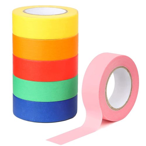 LUCKNIGHT Színes Ragasztószalag Készlet - 6 Szín, 20mm x 15m, Festőszalag Dekorációhoz, Kézművességhez, Címkézéshez, Faldekoráláshoz
