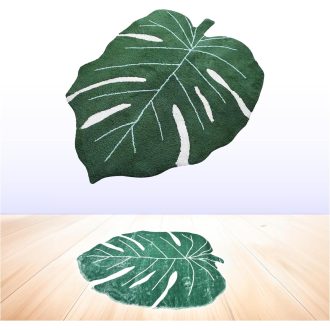   TranquilBeauty fürdőszobai szőnyeg leveles mintás zöld-fehér 60x90 cm