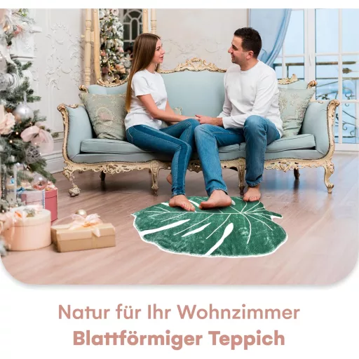 TranquilBeauty fürdőszobai szőnyeg leveles mintás zöld-fehér 60x90 cm