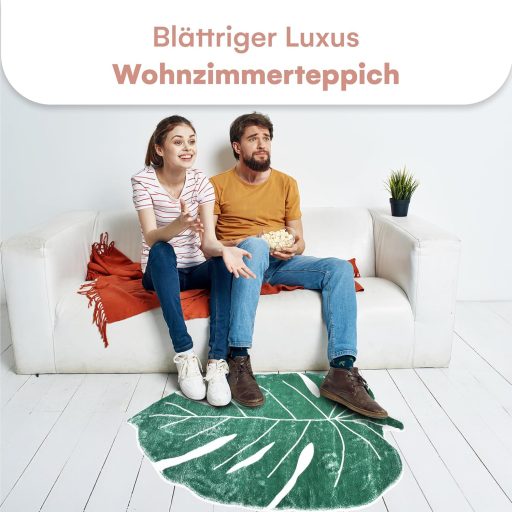 TranquilBeauty fürdőszobai szőnyeg leveles mintás zöld-fehér 60x90 cm