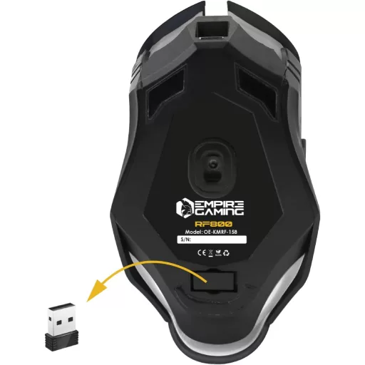 EMPIRE GAMING Armor RF800 Vezeték Nélküli Gamer Billentyűzet és Egér Szett RGB Háttérvilágítással, 4800 DPI, QWERTZ, PC/PS4/PS5/Xbox Kompati
