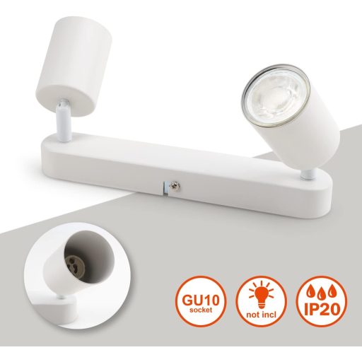 da LIGHT LED Mennyezeti Lámpa 2 Izzós Forgó Spotlámpa GU10 Retro Fehér 230V