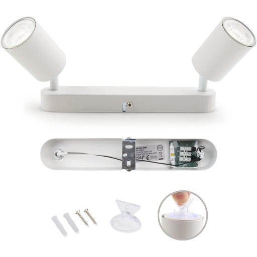 da LIGHT Lampă de tavan LED cu 2 spoturi rotative, GU10, Retro, Alb, 230V