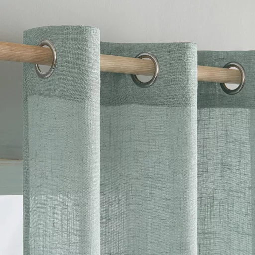 MIULEE Voile Függöny Szett 2db Kék 225x140cm Gyűrűs Modern Félig Átlátszó Lenvászon Hatás Nappali Gyerekszoba