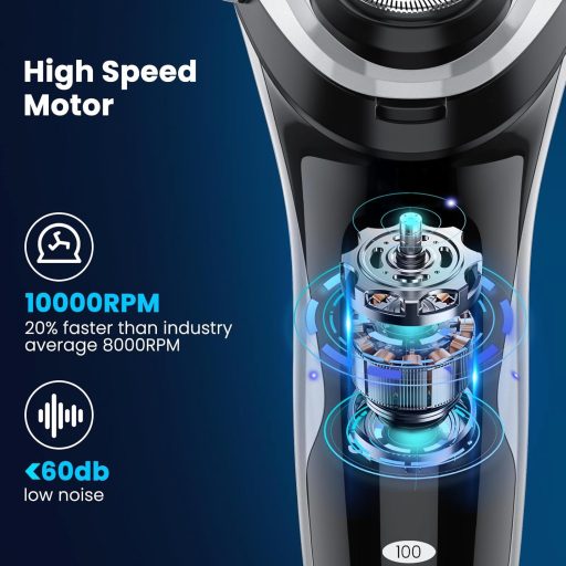 Aparat de Ras Electric SweetLF pentru Bărbați, 4D, Capete Rotative, IPX7 Impermeabil, Bărbierit Uscat și Umed, Trimmer pentru Barbă, Display LED