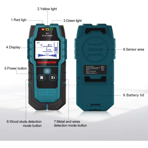 HANMATEK SF1 Kábel- és Vezetékdetektor Falszkenner Többfunkciós Keresőműszer