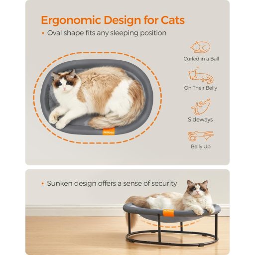 Feandrea mreža za mačke, povišeni krevet s sivom perivom mrežastom ležaljkom, do 12 kg