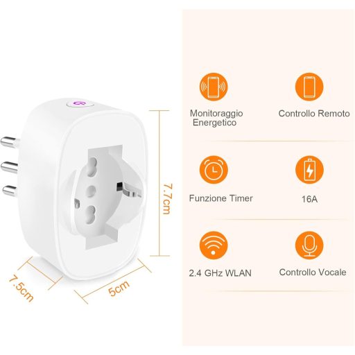 SURFOU Smart WiFi Okos Aljzat Type L, Alexa és Google Home kompatibilis, Időzítő és Fogyasztásmérő