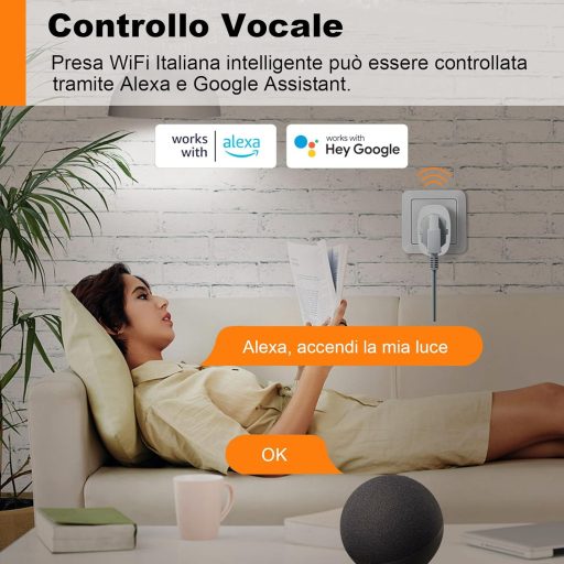 SURFOU Smart WiFi Okos Aljzat Type L, Alexa és Google Home kompatibilis, Időzítő és Fogyasztásmérő