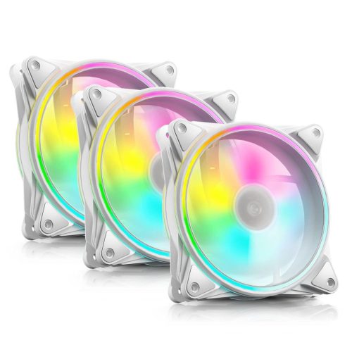 AsiaHorse Eclipse biele ARGB PWM ventilátory do PC, 3 kusové balenie