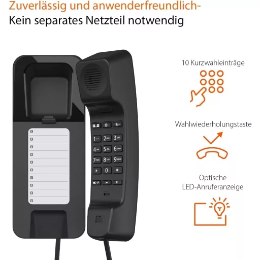 Gigaset Desk 200 Vezetékes Telefon Kompakt Tárcsázás Fekete - Black