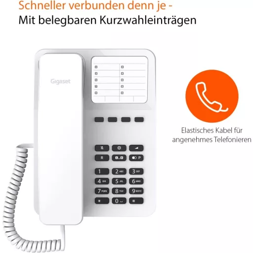 Gigaset DESK 400 vezetékes telefon fehér, hallókészülék kompatibilis