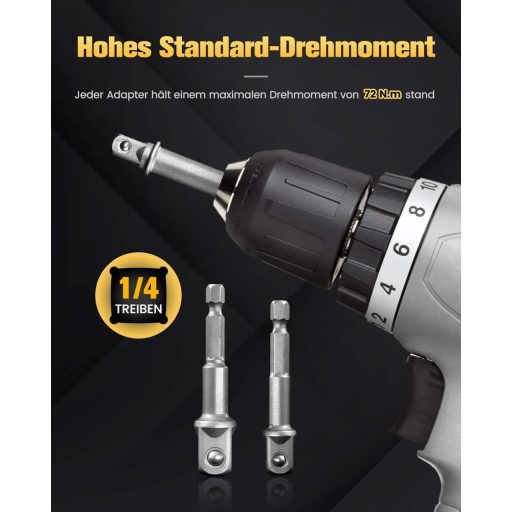 Set 3 adaptoare pentru chei tubulare Mr.wintek 1/4" 3/8" 1/2" SAE Cr-V pentru bormașină