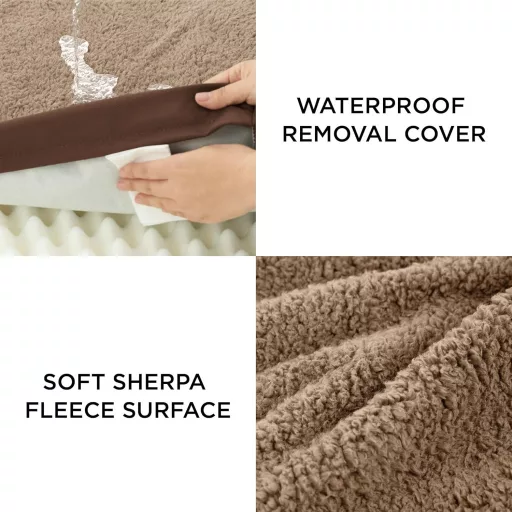 BEDSURE Ortopéd Kutyafekhely Kisméretű Kutyáknak - 76x51x7,6 cm Mosható Plüss Kutyamatrac Csúszásgátló Aljjal, Barna
