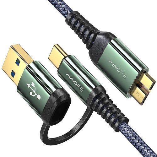 AINOPE Micro USB 3.0 kábel pre pevný disk kompatibilný so Samsung Galaxy, 0,5 m, s konektormi USB-C a A