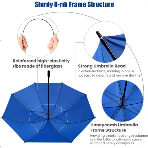 Umbrelă de golf G4Free, 120-203 cm, protecție UV, rezistentă la vânt, deschidere automată.