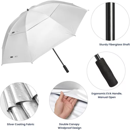 Umbrelă de golf G4Free, 120-203 cm, protecție UV, rezistentă la vânt, deschidere automată.