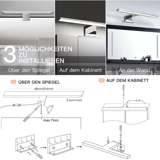 Hommie 60 cm LED kúpeľňové zrkadlo s osvetlením, 1200 lm, neutrálna biela, IP44