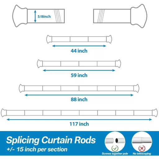 Galerie de perdea albă DAKEPOLE 71-120 cm, oțel inoxidabil, diametru 16 mm