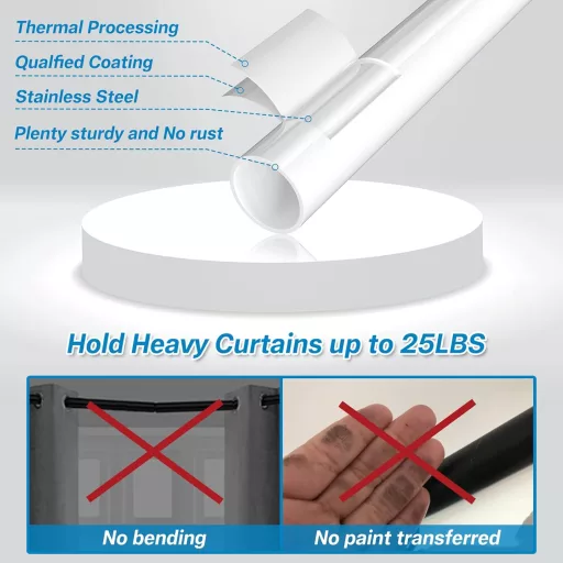 Galerie de perdea albă DAKEPOLE 71-120 cm, oțel inoxidabil, diametru 16 mm