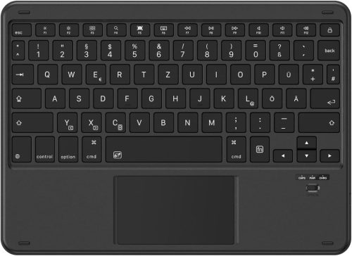 Tastatură Bluetooth fără fir Emetok cu Trackpad, QWERTZ Germană, pentru iPad 10.9/10.2/9.7/Pro/Air/Mini, Negru