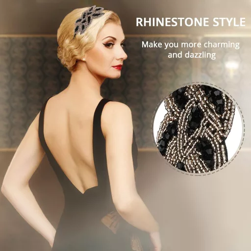 WLLHYF 1920s Fejpánt Női Fehér Kristály Flapper Fejdísz Vintage Hajékszer