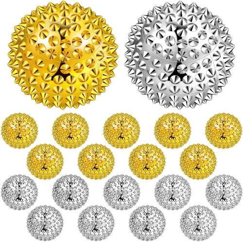 Set de bile de masaj magnetic cu acupresură - 20 buc, 32 mm, argintiu și auriu