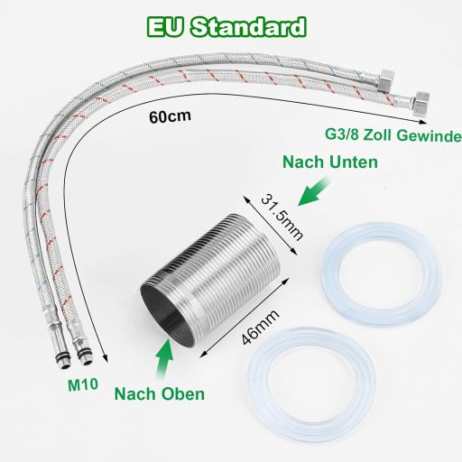 LifHap Konyhai Csaptelep - 360° Forgatható Egykaros Mosogatócsap Rozsdamentes Acélból, G3/8 Csatlakozással, Ezüst Színben