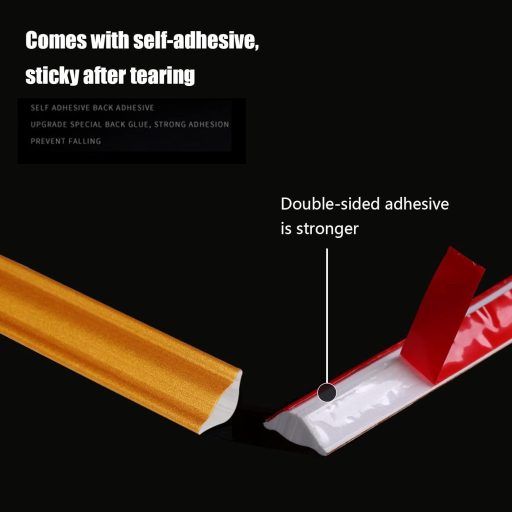 Profil decorativ semirotund autoadeziv CJHZQYY din TPE, 5m, auriu șampanie, 12x9mm, plintă impermeabilă