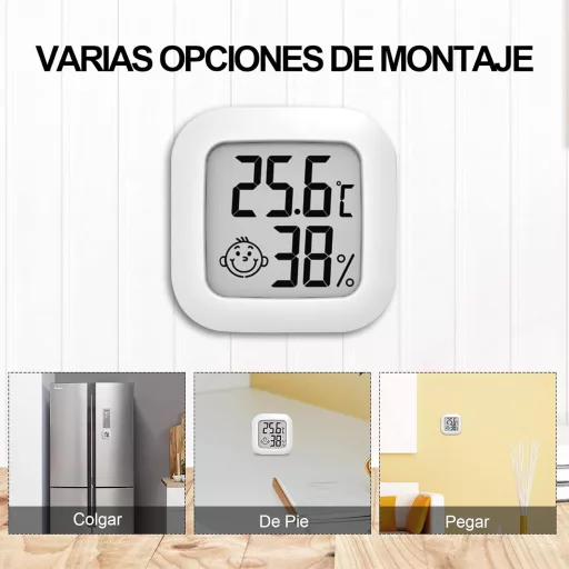 Wepai Mini Digitalni Termometar i Mjerač Vlage s LCD Zaslonom - Sobni Higrometar za Unutarnje Prostore za Mjerenje u Stvarnom Vremenu, Bijeli